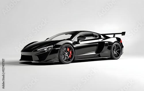 Black Supercar on White Background