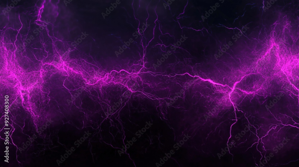 Bright purple lightning bolts illuminate a dark sky during a thunderstorm at night Bright purple lightning bolts illuminate a dark sky during a thunderstorm at night