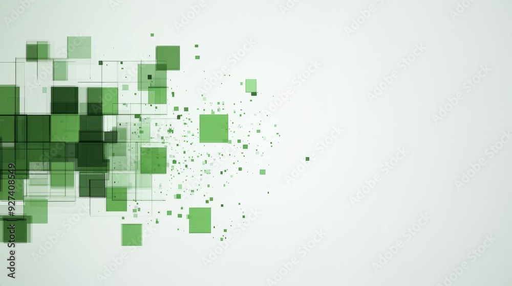 Obraz premium Vibrant green abstract wallpaper with swirling line patterns and geometric shapes.