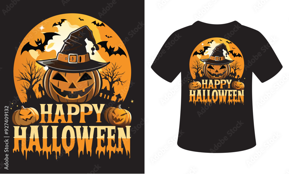 Happy Halloween pumpkin vector illustration t-shirt design Happy Halloween pumpkin vector illustration t-shirt design