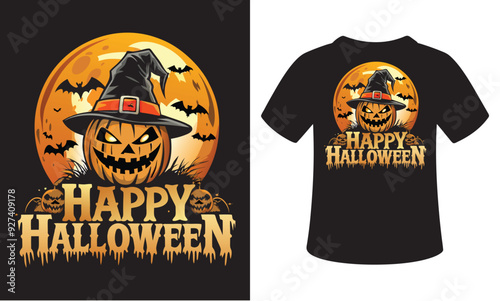 Happy Halloween pumpkin vector illustration t-shirt design