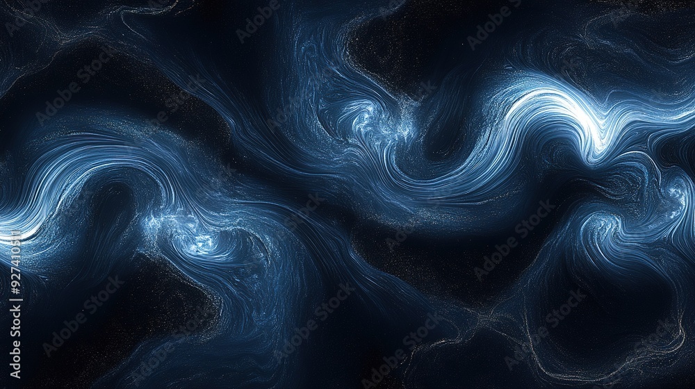 A swirling pattern of blue light against a dark background depicts celestial phenomena resembling deep space A swirling pattern of blue light against a dark background depicts celestial phenomena resembling deep space