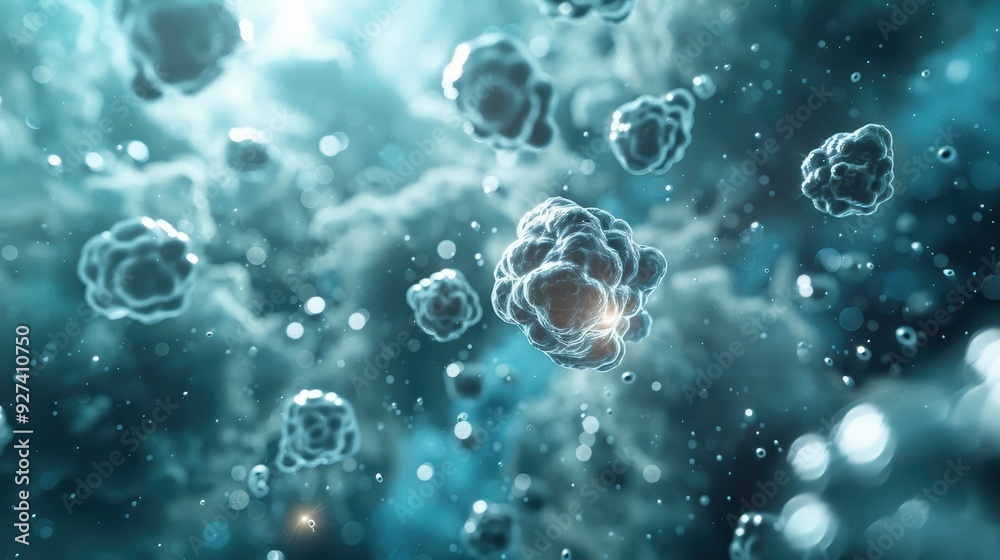 Microscopic World: Abstract Visualization of Tiny Particles in a Fluid Medium Microscopic World: Abstract Visualization of Tiny Particles in a Fluid Medium