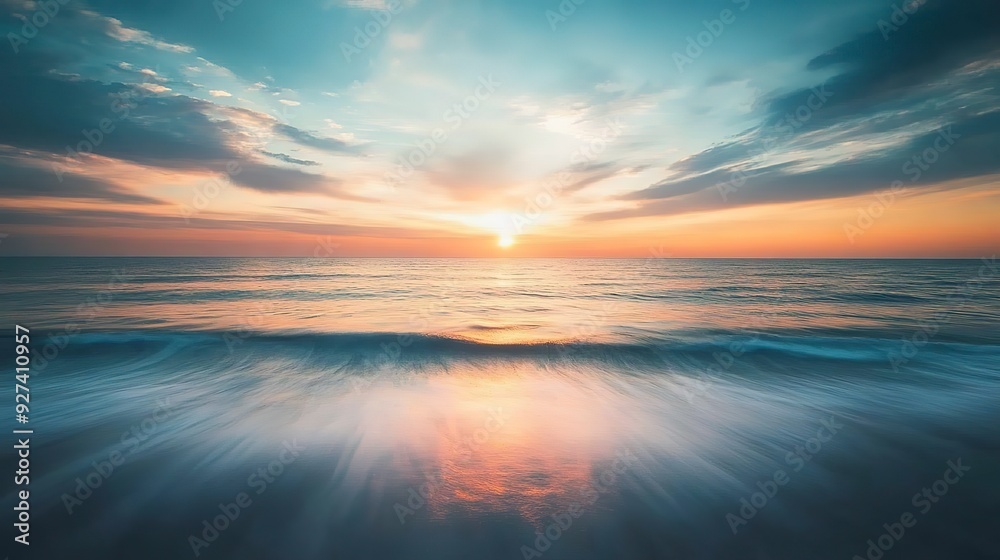 Fototapeta premium calm colored sea and sky at sunset