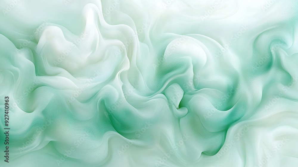 Abstract soft green and white swirls with flowing patterns creating a tranquil atmosphere Abstract soft green and white swirls with flowing patterns creating a tranquil atmosphere