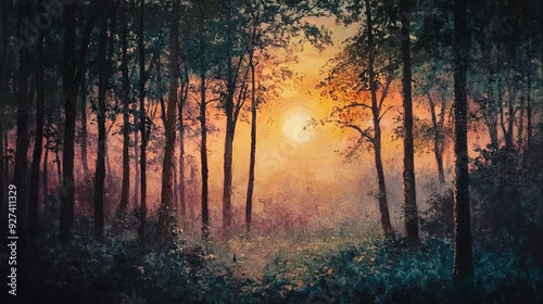 Forest at sunset