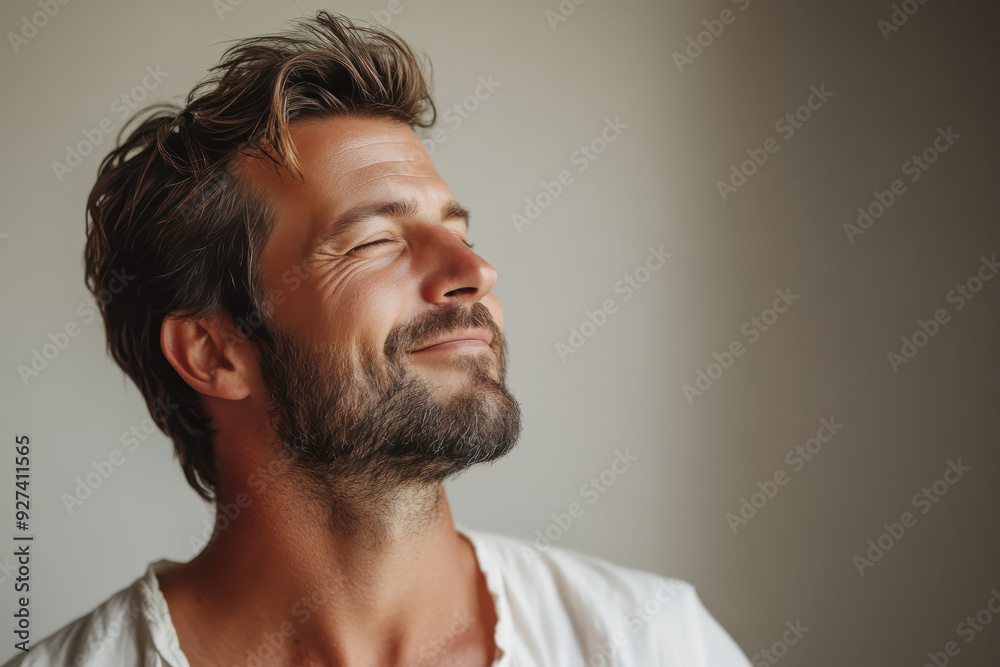 A close up of a man's face with her eyes closed A close up of a man's face with her eyes closed