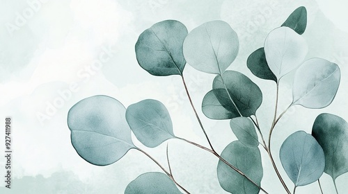 Soft green leaves gently emerging against a pale background, perfect for nature-inspired decor in a tranquil setting