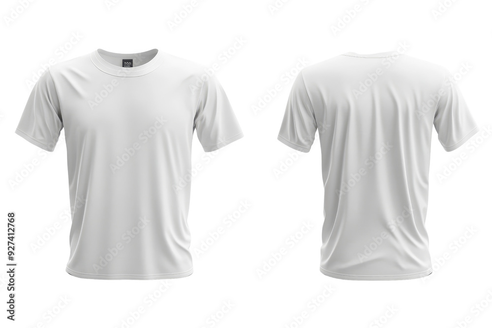 Realistic White Plain T-Shirt Mockup Front and Back Views Realistic White Plain T-Shirt Mockup Front and Back Views