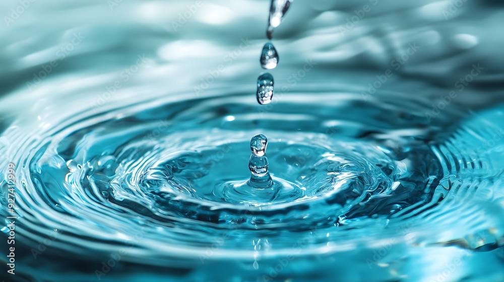 A single water drop falls into a still body of water, creating concentric ripples. The drop is perfectly round and the ripples are symmetrical, creating a beautiful and serene image. A single water drop falls into a still body of water, creating concentric ripples. The drop is perfectly round and the ripples are symmetrical, creating a beautiful and serene image.
