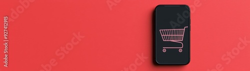 Shopping Cart Reminder Notification on Smartphone Screen with Copy Space for Text