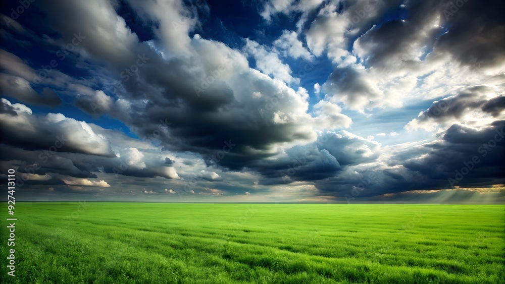 Dark green fields under a sky dotted with fluffy clouds, landscape, nature, countryside, serene, rural, agriculture, peaceful Dark green fields under a sky dotted with fluffy clouds, landscape, nature, countryside, serene, rural, agriculture, peaceful