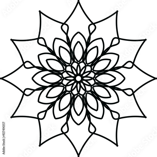 Black mandala, Mandala. Round Ornament Pattern, Simple mandala design for coloring. Vector floral mandala. Geometric ornamental mandalas