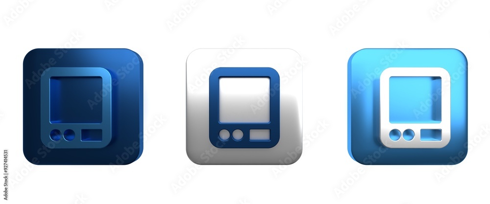 Colorful Electronic coffee scales icon isolated on white background. Weight measure equipment. Square button. 3D render illustration Colorful Electronic coffee scales icon isolated on white background. Weight measure equipment. Square button. 3D render illustration