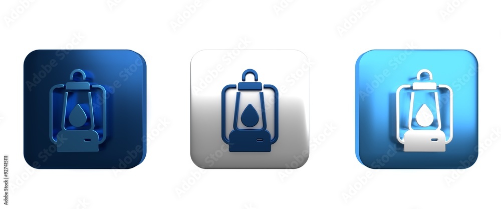 Colorful Camping lantern icon isolated on white background. Square button. 3D render illustration Colorful Camping lantern icon isolated on white background. Square button. 3D render illustration