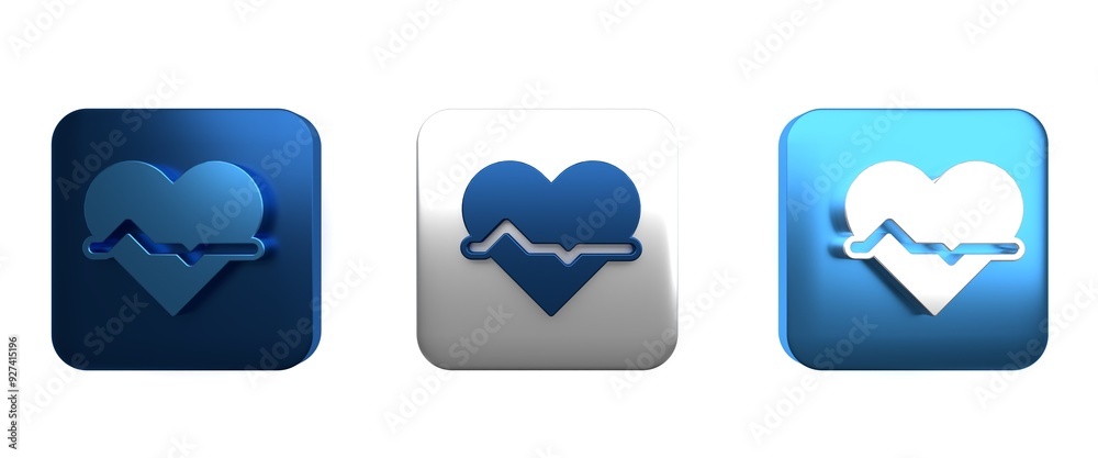 Colorful Heart rate icon isolated on white background. Heartbeat sign. Heart pulse icon. Cardiogram icon. Square button. 3D render illustration Colorful Heart rate icon isolated on white background. Heartbeat sign. Heart pulse icon. Cardiogram icon. Square button. 3D render illustration