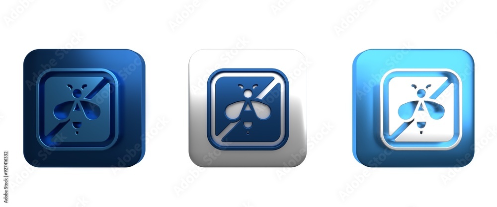 Colorful Stop bee icon isolated on white background. Sweet natural food. Honeybee or apis with wings symbol. Flying insect. Square button. 3D render illustration Colorful Stop bee icon isolated on white background. Sweet natural food. Honeybee or apis with wings symbol. Flying insect. Square button. 3D render illustration