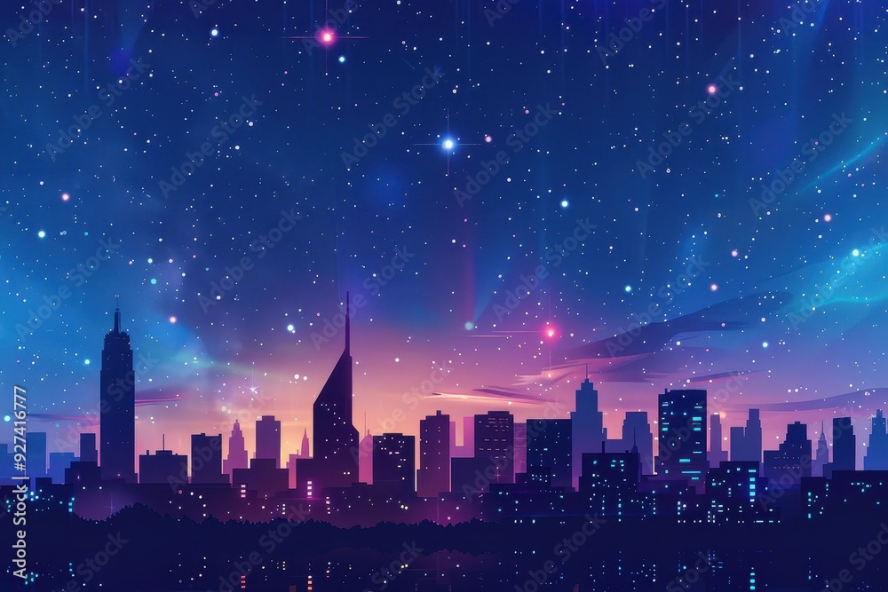 Fototapeta premium Night Sky Cityscape