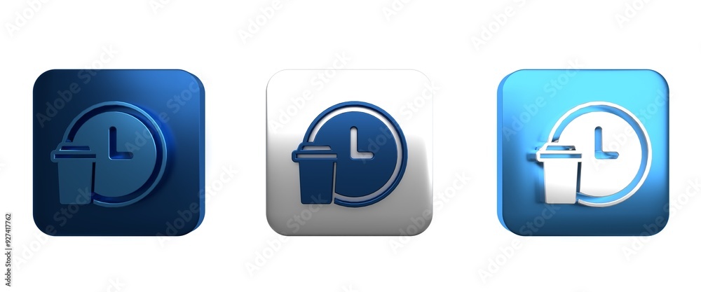 Colorful Round the clock delivery icon isolated on white background. Square button. 3D render illustration Colorful Round the clock delivery icon isolated on white background. Square button. 3D render illustration