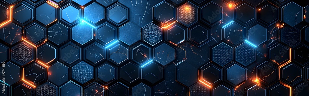 Abstract Blue and Orange Hexagon Pattern Abstract Blue and Orange Hexagon Pattern