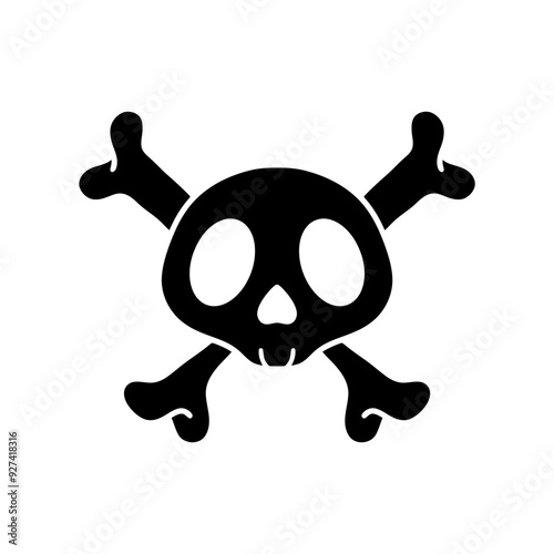 crossbones cartoon vector illustration. black and white skull cartoon. Human skeleton. Skeleton Hazard. A Spooky Vector Illustration for Halloween Designs and Health Warnings. Poison Symbol