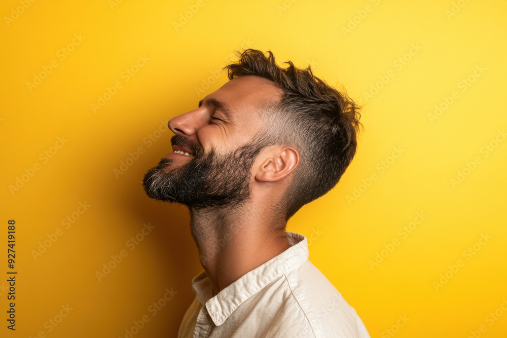 Obraz premium A close up of a man's face with her eyes closed