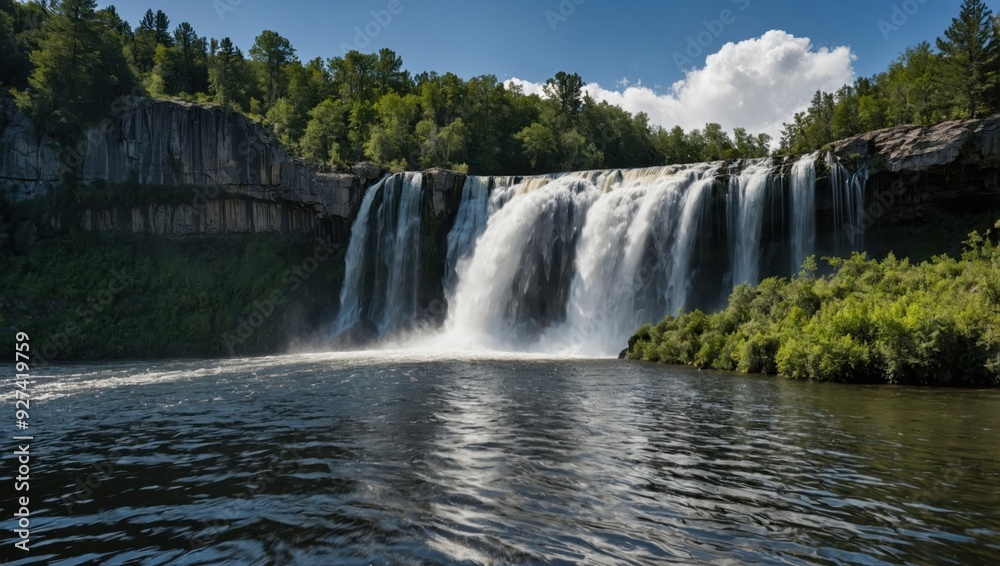 a waterfall that falls into the lake a waterfall that falls into the lake