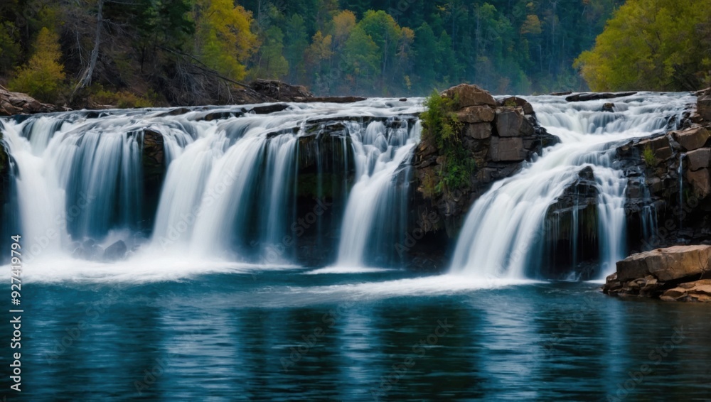 a waterfall that falls into the lake a waterfall that falls into the lake