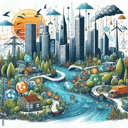 This vector image shows the importance of the environment.

