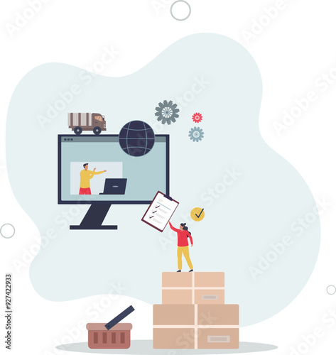 Procurement occupation for supply and demand planning .Work with inventory, suppliers and distribution monitoring .flat design with people.