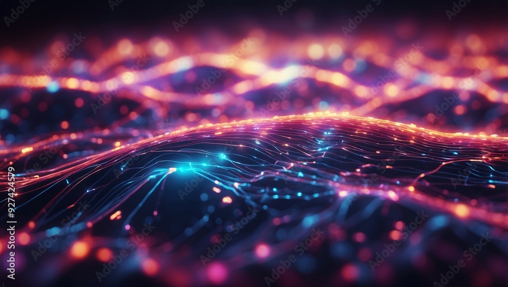 Futuristic Twilight: Digital Background with Fiber Optic Connectivity Futuristic Twilight: Digital Background with Fiber Optic Connectivity