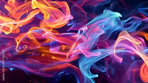 Neon moving swirl smoke liquid background banner for graphic design, motion video 