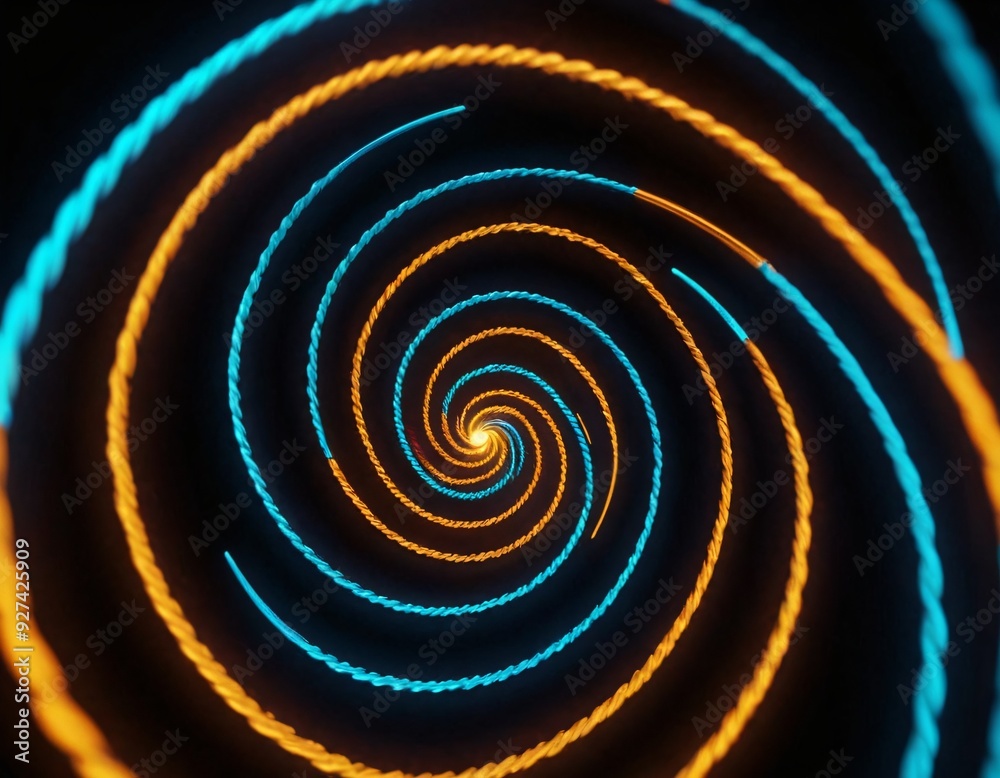 Fototapeta premium 3d render, abstract neon background. Colorful twisted spiral glowing in the dark. Modern technological wallpaper. Ai generated image.