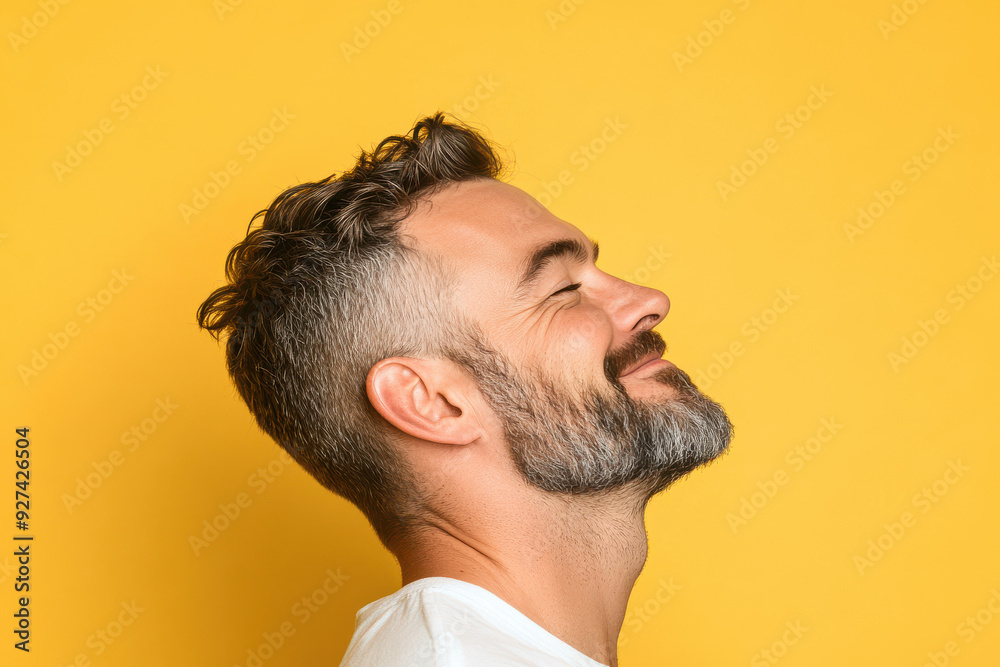 Obraz premium A close up of a man's face with her eyes closed