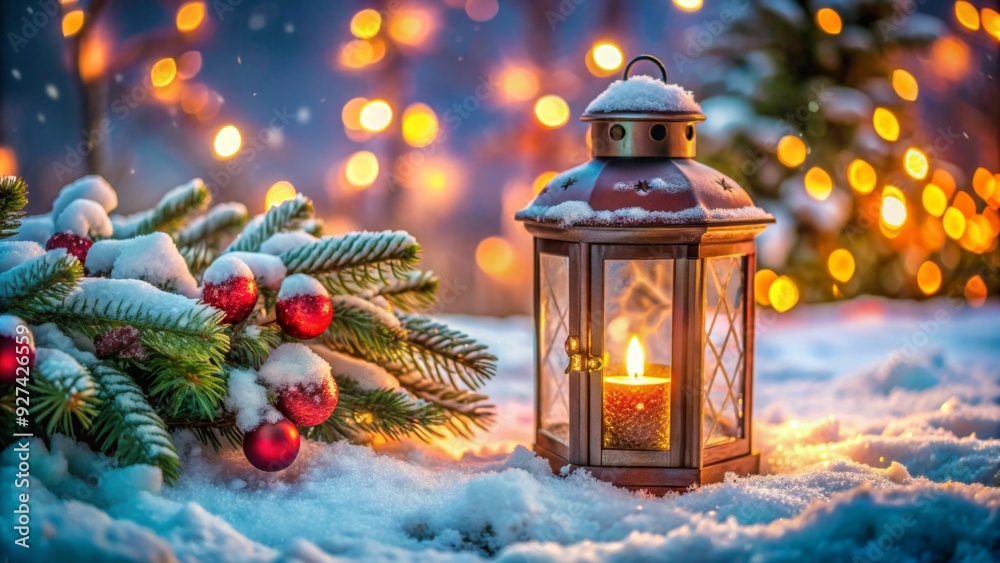 christmas lantern in the snow christmas lantern in the snow