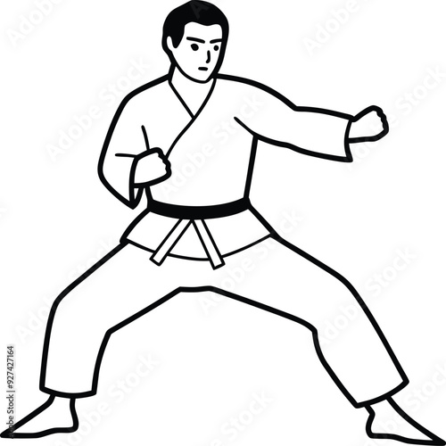 karate man in black and white