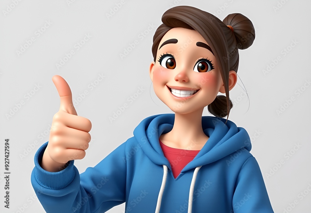 Happy Young Woman Giving a Thumbs Up - Isolated on Transparent Background Happy Young Woman Giving a Thumbs Up - Isolated on Transparent Background
