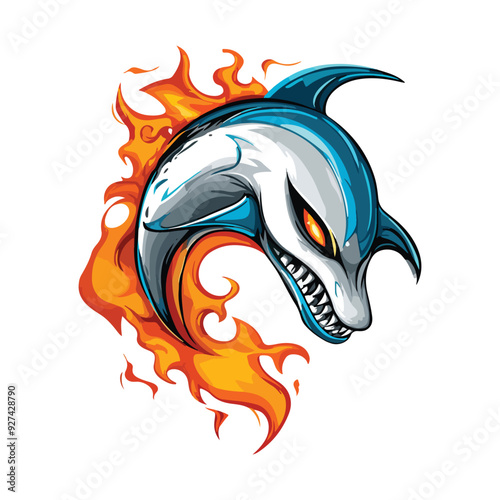 Wallpaper Mural animal skull vector with burning fire Torontodigital.ca