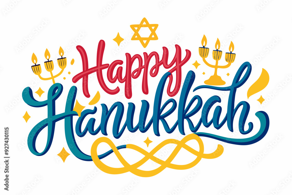 Fototapeta premium Happy Hanukkah text