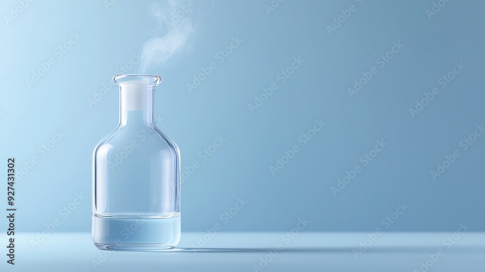 Flask with volatile aromatic compounds releasing vapors, chemical substance, volatile fragrance chemistry Flask with volatile aromatic compounds releasing vapors, chemical substance, volatile fragrance chemistry