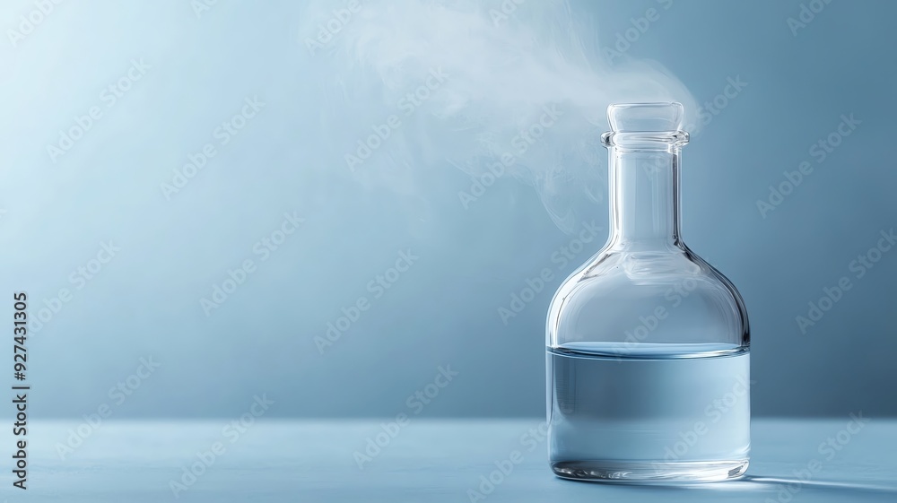 Flask with volatile aromatic compounds releasing vapors, chemical substance, volatile fragrance chemistry Flask with volatile aromatic compounds releasing vapors, chemical substance, volatile fragrance chemistry