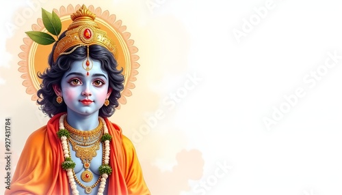 Isolated Lord Krishna Artwork on Transparent Background for Janmashtami Celebration photo