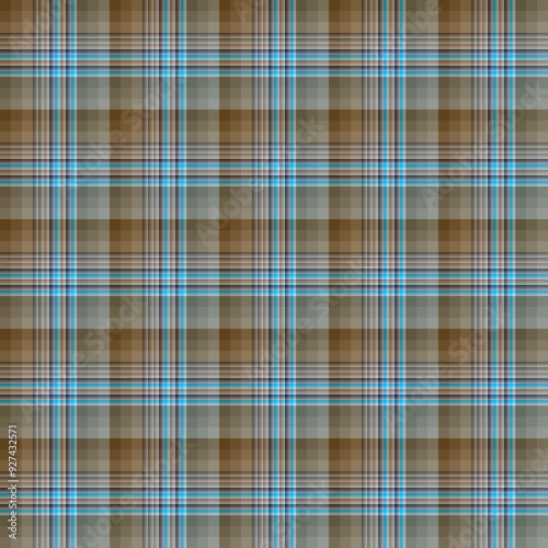 Seamless Plaid Pattern with vintage grid cyan coffee color combination