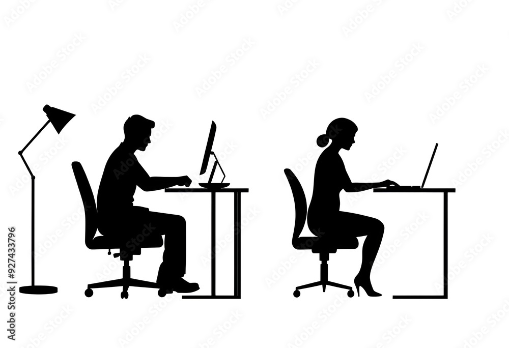 Isolated Vector Illustration of a Woman Leaning Down on a Table, Depicting Symptoms of Migraine and Depression