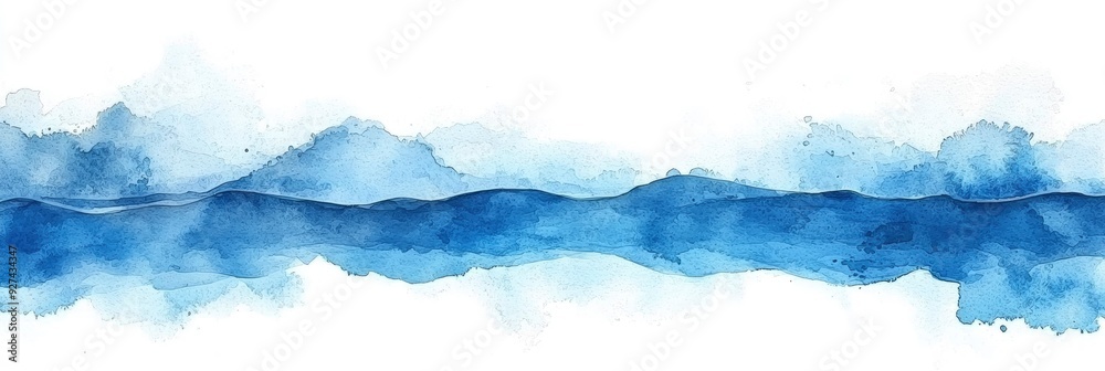 Abstract Watercolor Landscape in Shades of Blue Abstract Watercolor Landscape in Shades of Blue