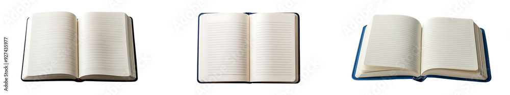 open notebook with perfectly lined pages set against a white or transparent background open notebook with perfectly lined pages set against a white or transparent background