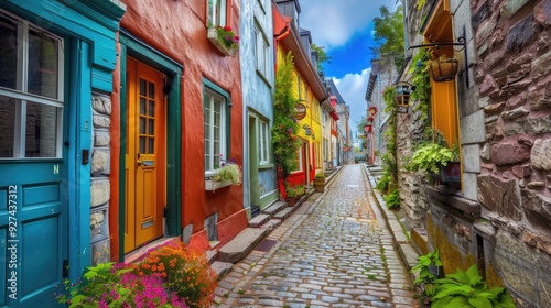 Narrow Street with Colorful Buildings
