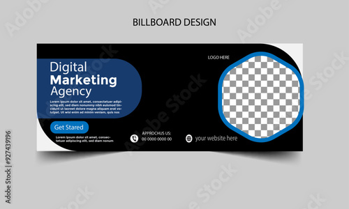 digital marketing agency billboard banner template vector design for outdoor advertising on city background, vector template design.