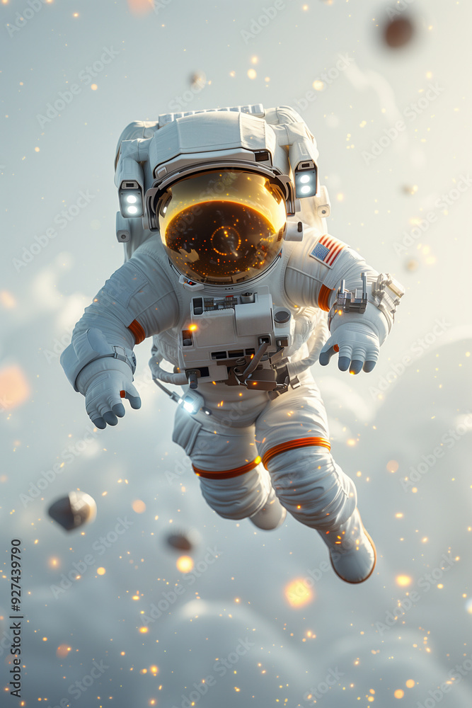 Astronaut on an alien planet in a mysterious extraterrestrial landscape. Astronaut on an alien planet in a mysterious extraterrestrial landscape.