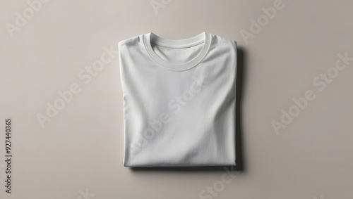 White folded tshirt mockup on plain background. Minimal t-shirt front design template